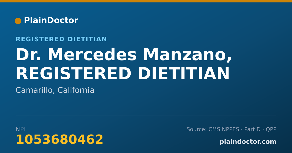 Shareable card for Mercedes Manzano, REGISTERED DIETITIAN - Registered Dietitian, Camarillo, CA