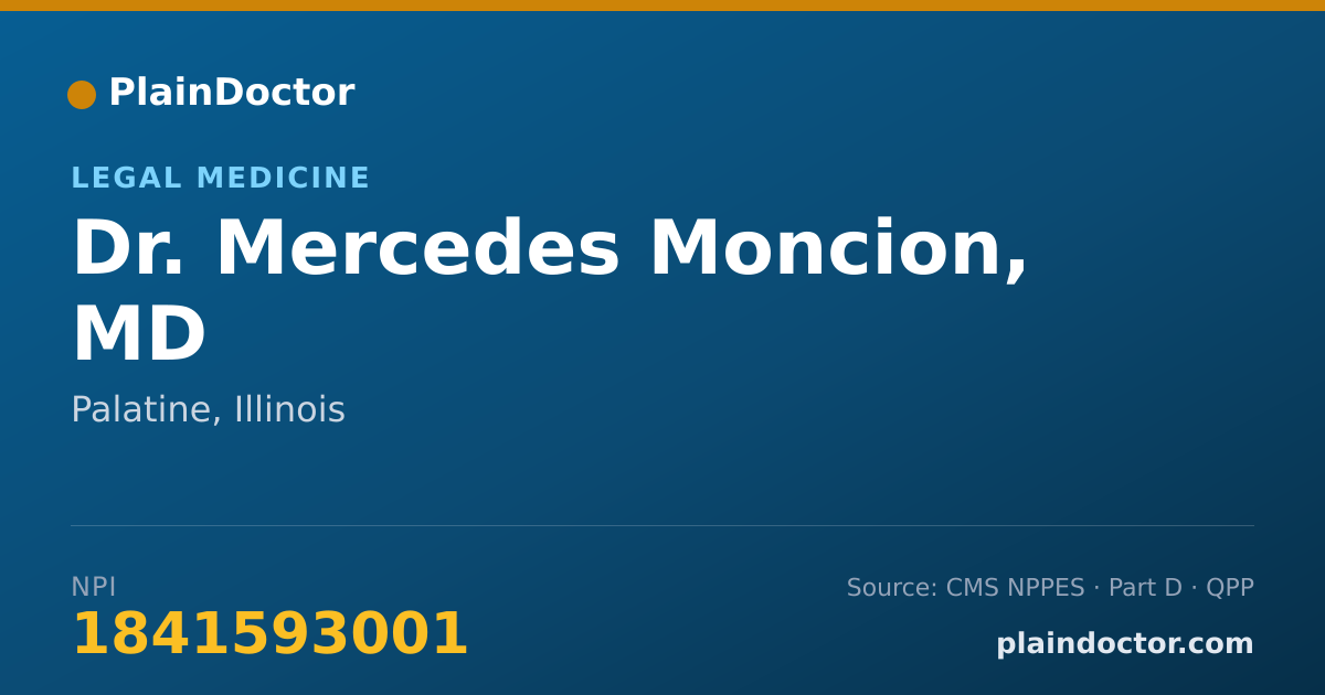 Shareable card for Mercedes Moncion, MD - Legal Medicine, Palatine, IL