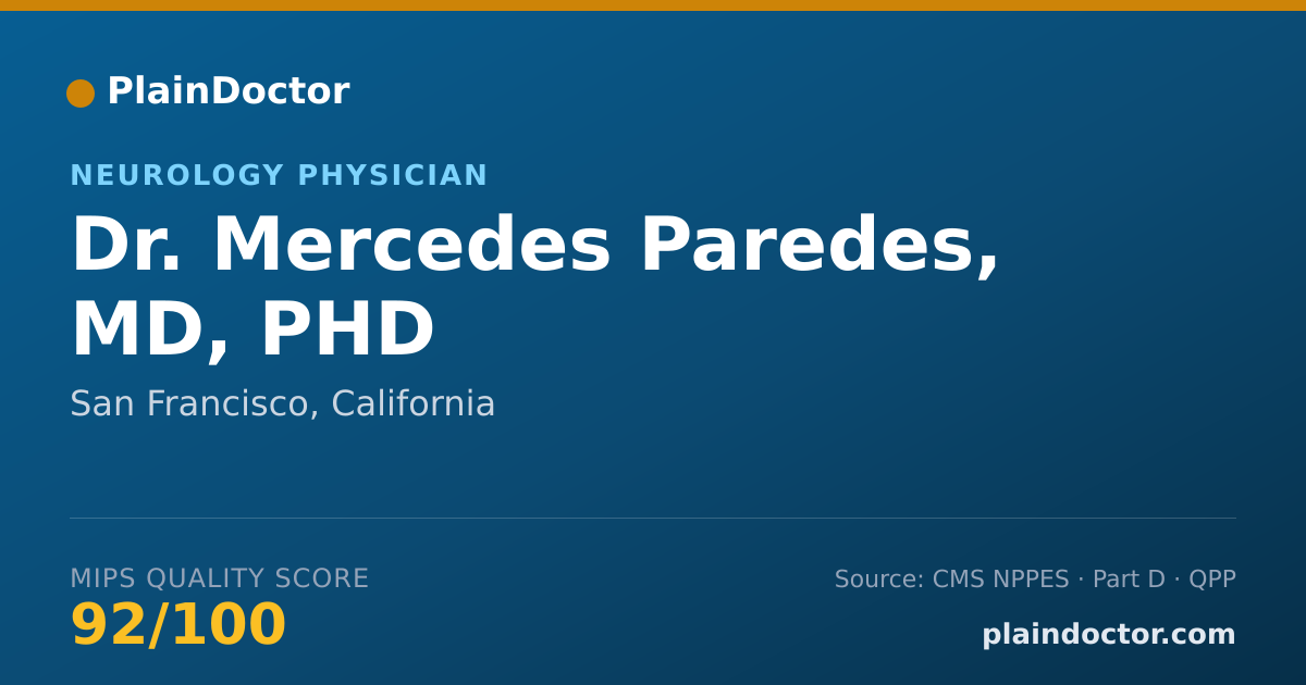 Shareable card for Mercedes Paredes, MD, PHD - Neurology Physician, San Francisco, CA