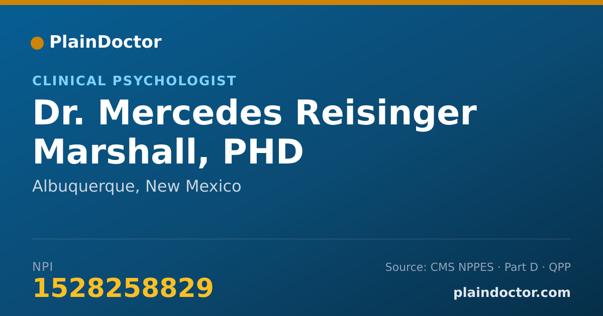 Shareable card for Mercedes Reisinger Marshall, PHD - Clinical Psychologist, Albuquerque, NM