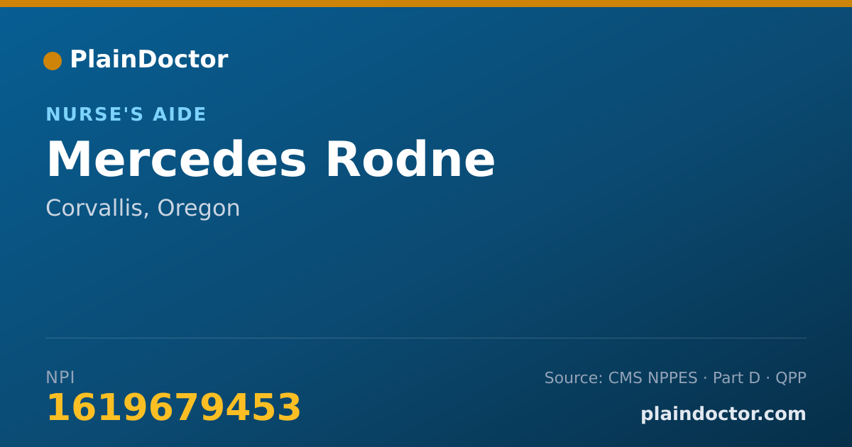 Shareable card for Mercedes Rodne - Nurse's Aide, Corvallis, OR