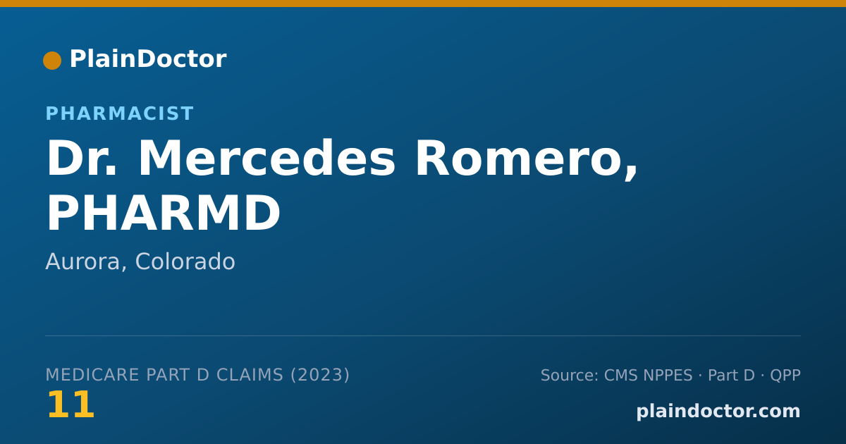 Shareable card for Mercedes Romero, PHARMD - Pharmacist, Aurora, CO