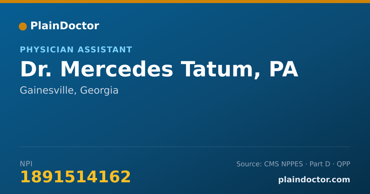 Shareable card for Mercedes Tatum, PA - Physician Assistant, Gainesville, GA