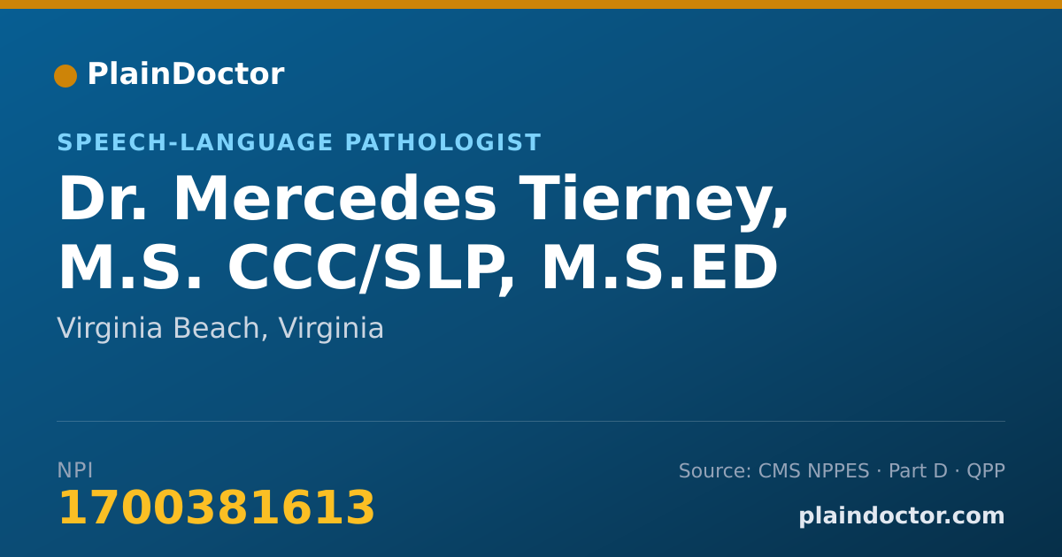 Shareable card for Mercedes Tierney, M.S. CCC/SLP, M.S.ED - Speech-Language Pathologist, Virginia Beach, VA