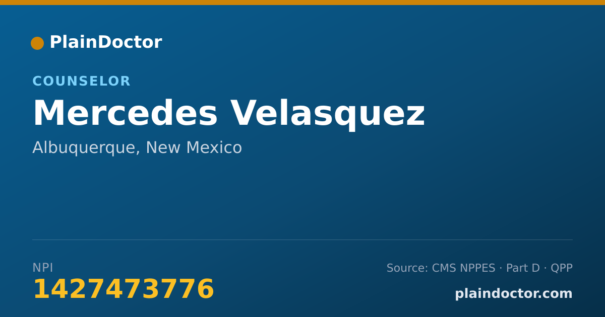 Shareable card for Mercedes Velasquez - Counselor, Albuquerque, NM