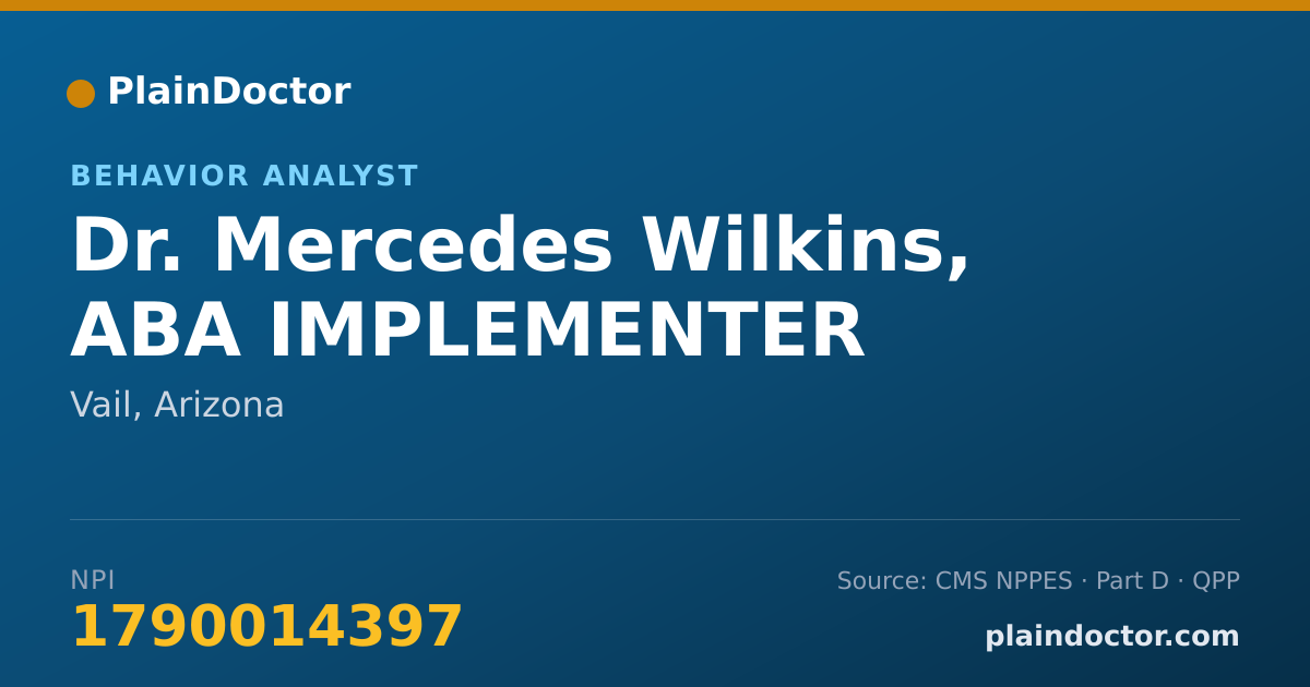Shareable card for Mercedes Wilkins, ABA IMPLEMENTER - Behavior Analyst, Vail, AZ