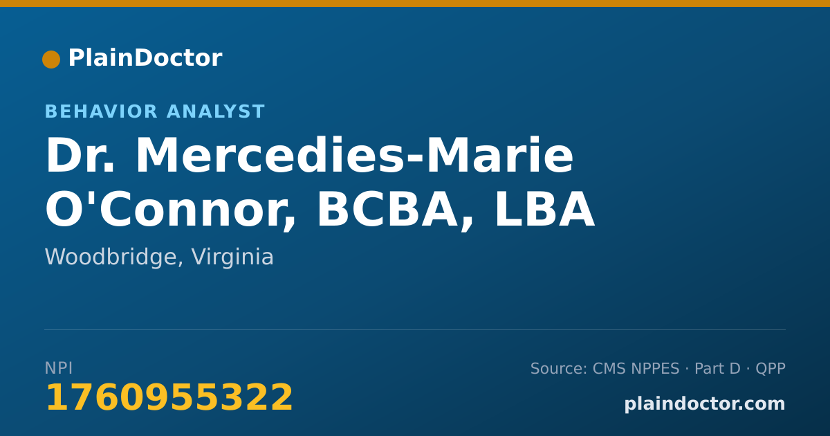 Shareable card for Mercedies-Marie O'Connor, BCBA, LBA - Behavior Analyst, Woodbridge, VA