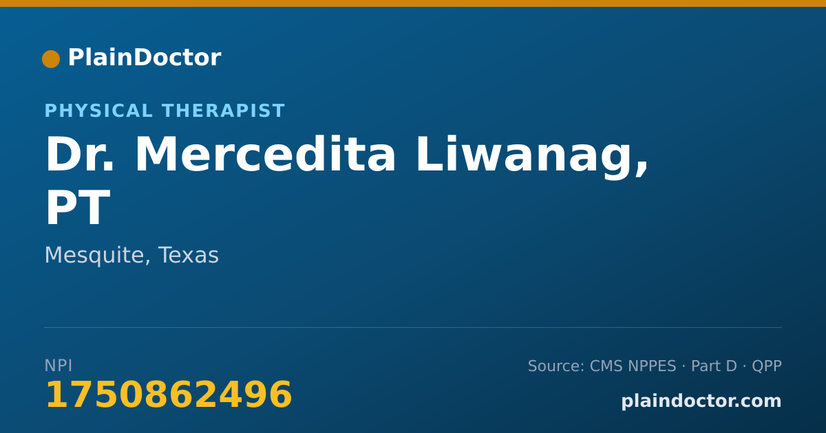 Shareable card for Mercedita Liwanag, PT - Physical Therapist, Mesquite, TX