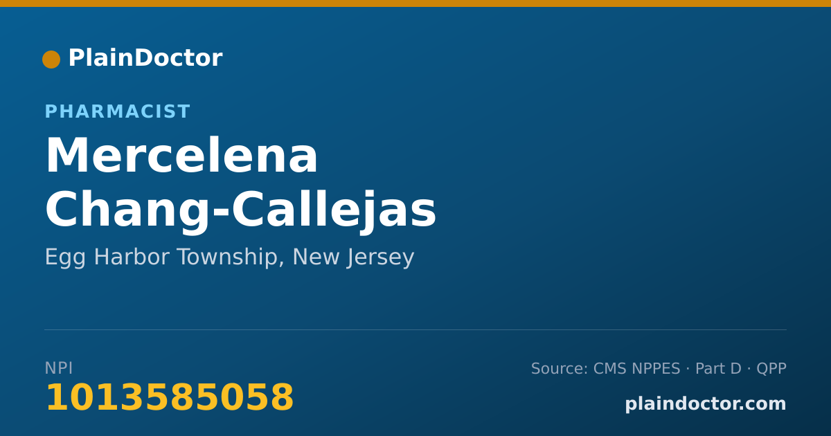 Shareable card for Mercelena Chang-Callejas - Pharmacist, Egg Harbor Township, NJ