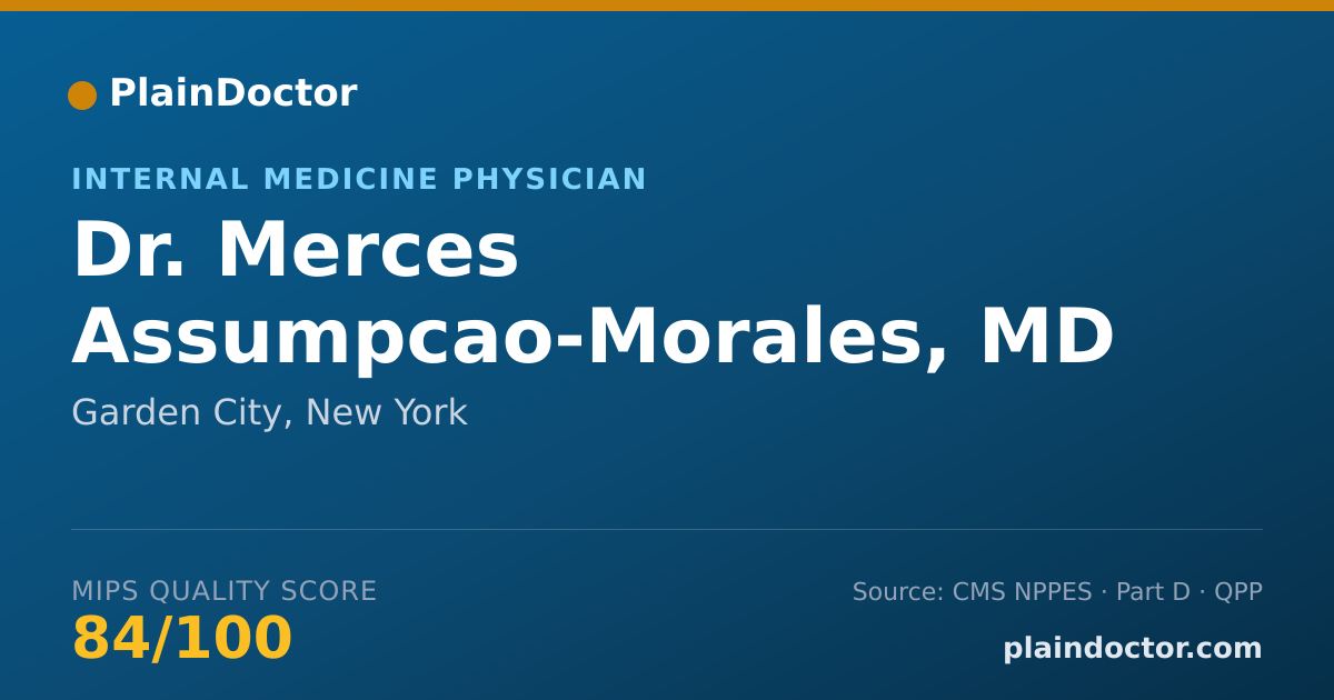 Shareable card for Merces Assumpcao-Morales, MD - Internal Medicine Physician, Garden City, NY