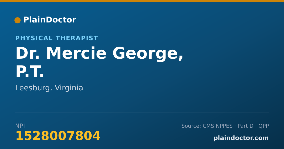 Shareable card for Mercie George, P.T. - Physical Therapist, Leesburg, VA