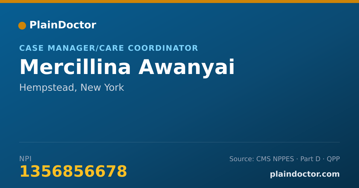 Shareable card for Mercillina Awanyai - Case Manager/Care Coordinator, Hempstead, NY