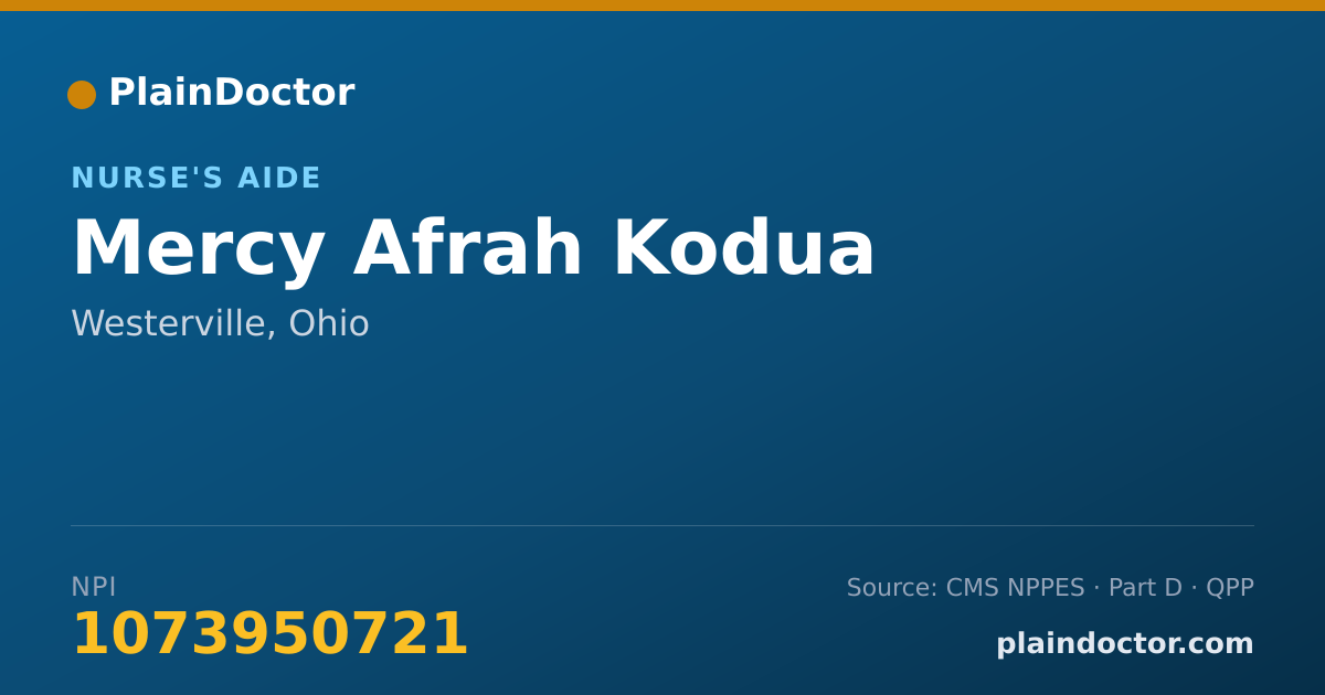 Shareable card for Mercy Afrah Kodua - Nurse's Aide, Westerville, OH