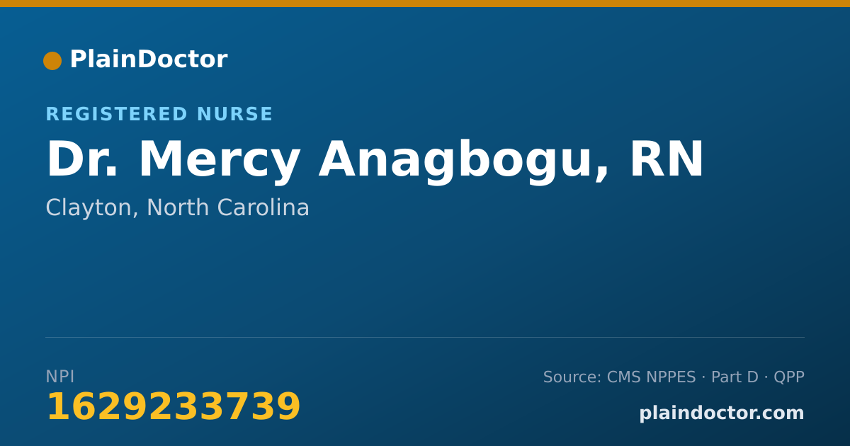 Shareable card for Mercy Anagbogu, RN - Registered Nurse, Clayton, NC