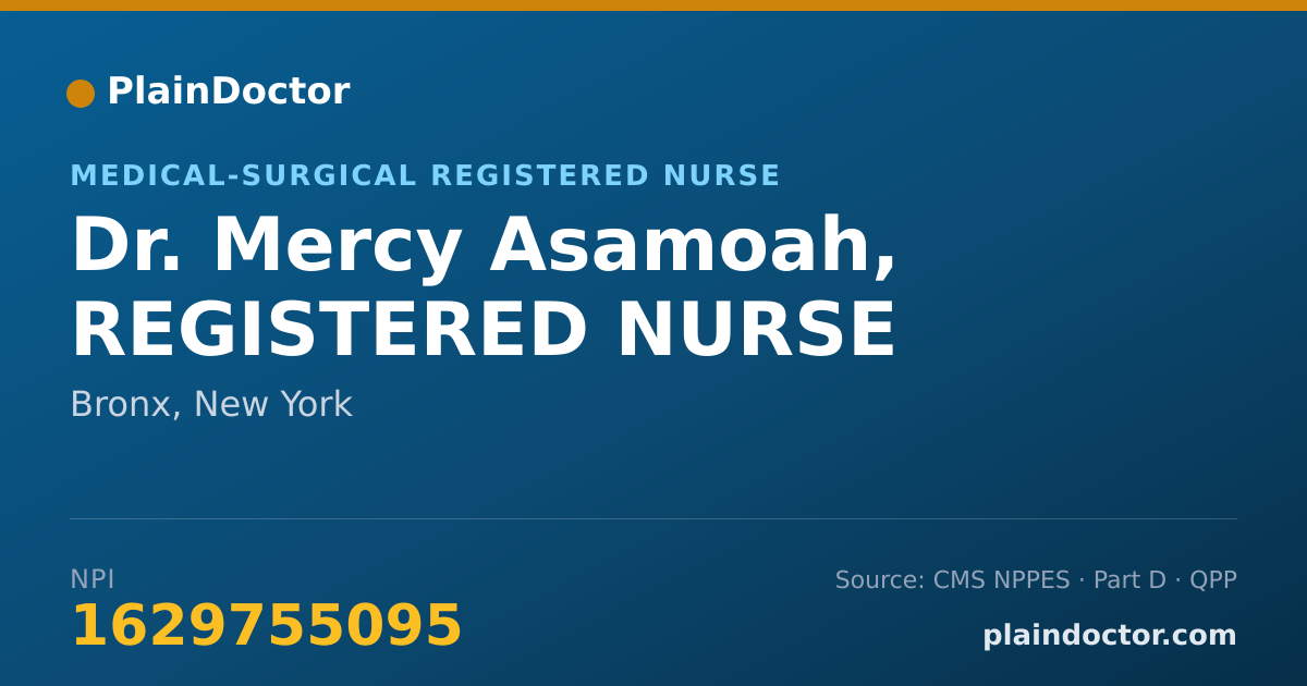 Shareable card for Mercy Asamoah, REGISTERED NURSE - Medical-Surgical Registered Nurse, Bronx, NY