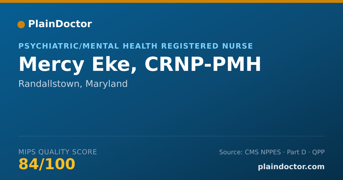 Shareable card for Mercy Eke, CRNP-PMH - Psychiatric/Mental Health Registered Nurse, Randallstown, MD