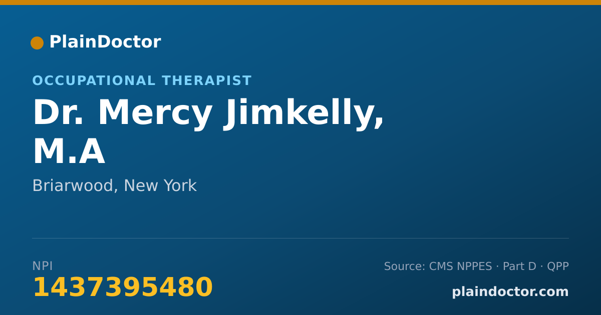 Shareable card for Mercy Jimkelly, M.A - Occupational Therapist, Briarwood, NY