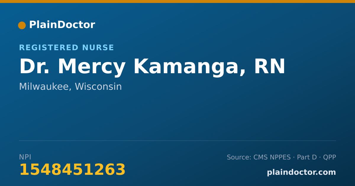 Shareable card for Mercy Kamanga, RN - Registered Nurse, Milwaukee, WI