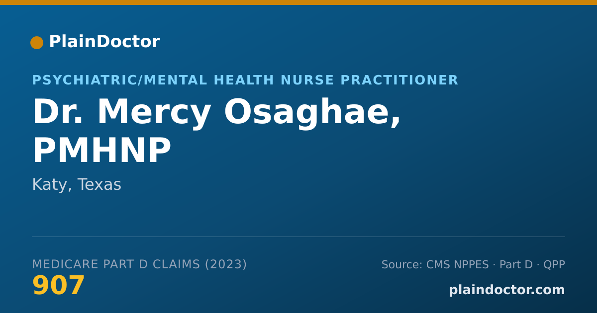Shareable card for Mercy Osaghae, PMHNP - Psychiatric/Mental Health Nurse Practitioner, Katy, TX