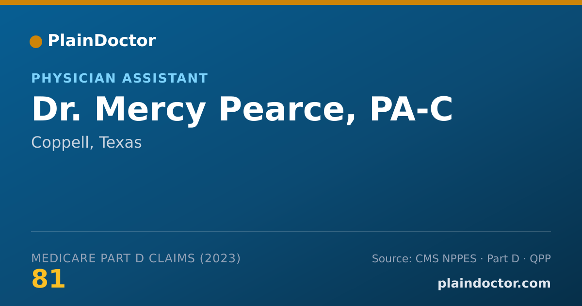 Shareable card for Mercy Pearce, PA-C - Physician Assistant, Coppell, TX