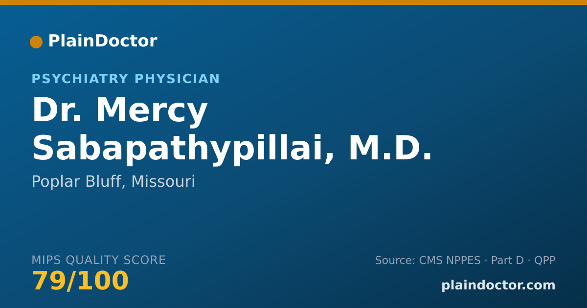 Shareable card for Mercy Sabapathypillai, M.D. - Psychiatry Physician, Poplar Bluff, MO