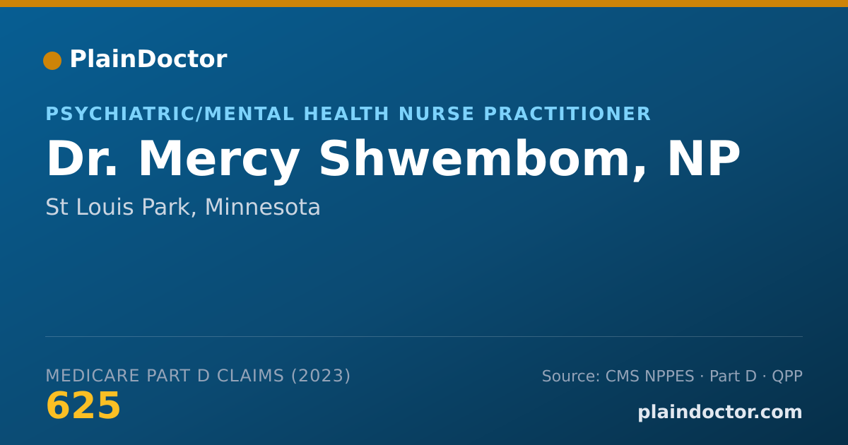 Shareable card for Mercy Shwembom, NP - Psychiatric/Mental Health Nurse Practitioner, St Louis Park, MN