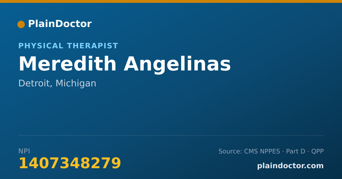Shareable card for Meredith Angelinas - Physical Therapist, Detroit, MI