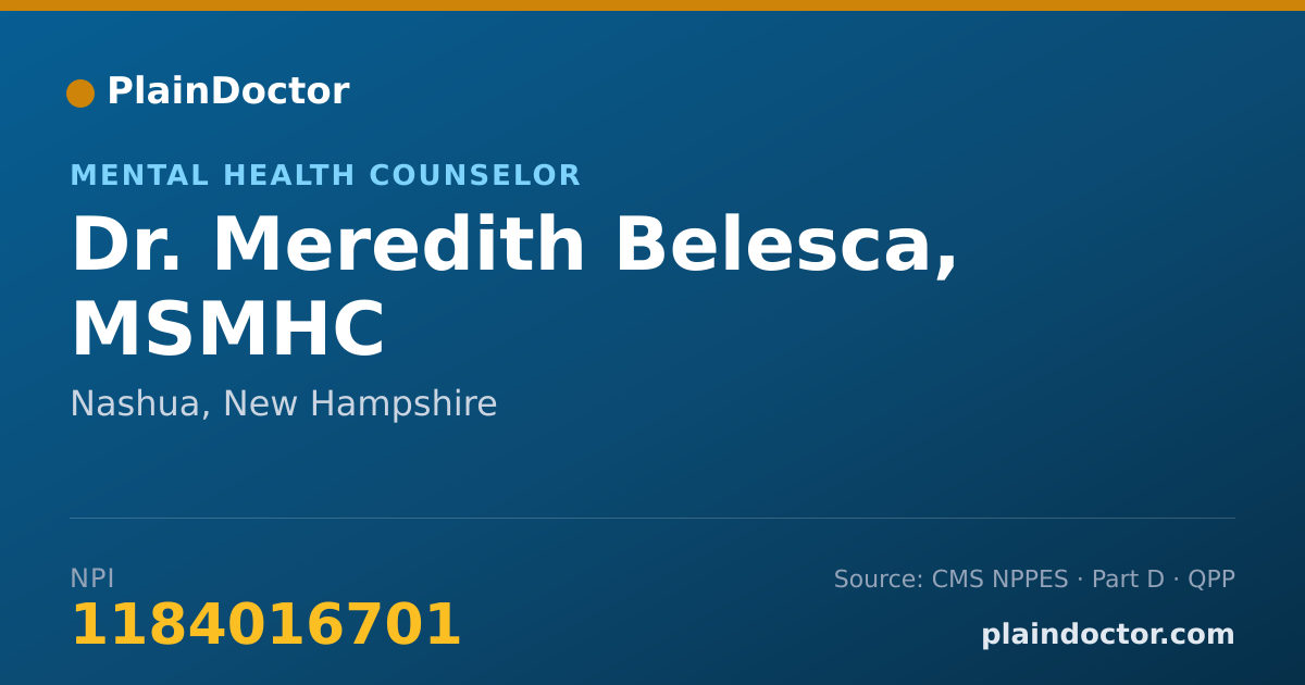 Shareable card for Meredith Belesca, MSMHC - Mental Health Counselor, Nashua, NH