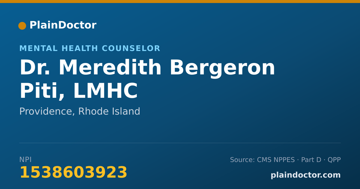 Shareable card for Meredith Bergeron Piti, LMHC - Mental Health Counselor, Providence, RI