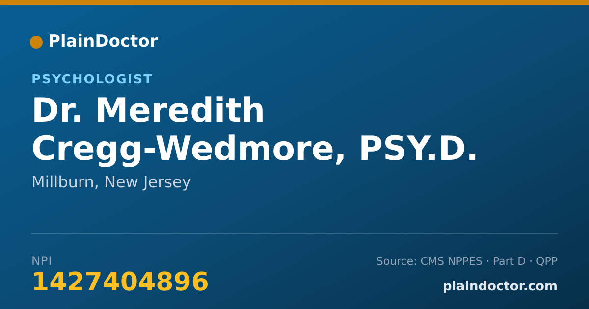 Shareable card for Meredith Cregg-Wedmore, PSY.D. - Psychologist, Millburn, NJ