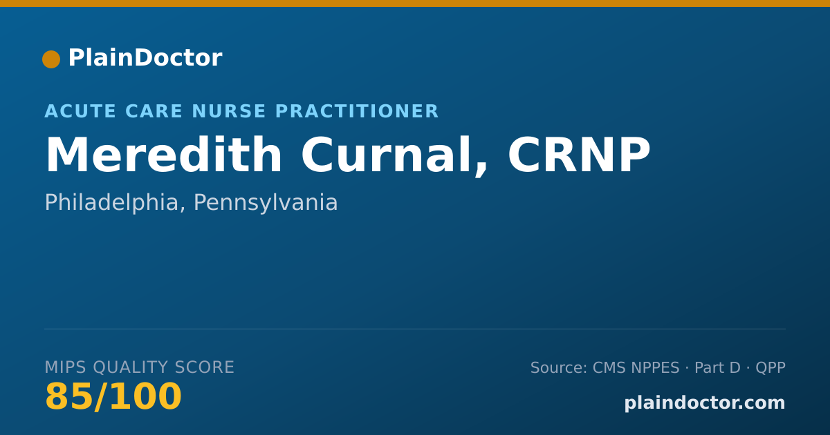 Shareable card for Meredith Curnal, CRNP - Acute Care Nurse Practitioner, Philadelphia, PA