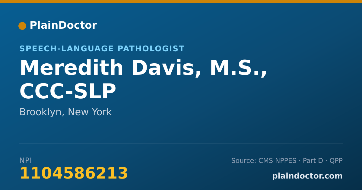 Shareable card for Meredith Davis, M.S., CCC-SLP - Speech-Language Pathologist, Brooklyn, NY