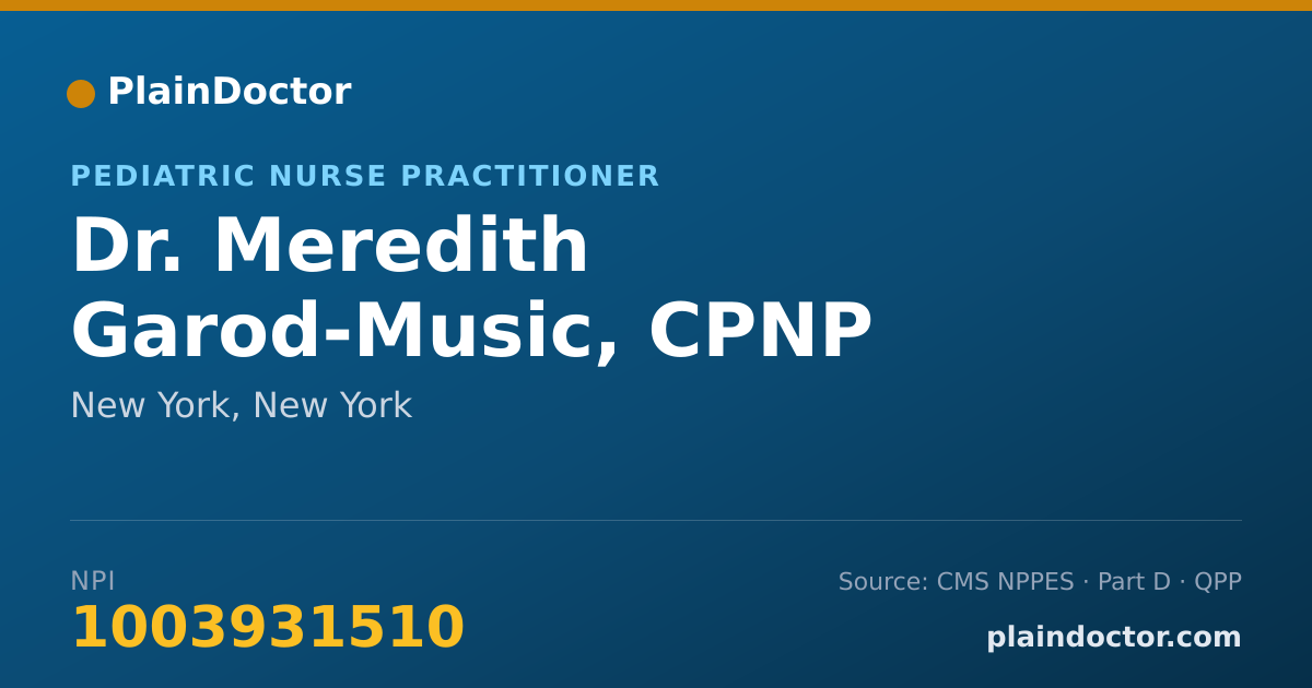 Shareable card for Meredith Garod-Music, CPNP - Pediatric Nurse Practitioner, New York, NY