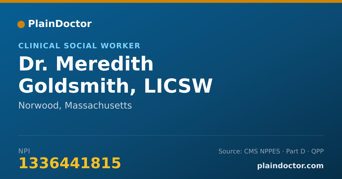 Shareable card for Meredith Goldsmith, LICSW - Clinical Social Worker, Norwood, MA