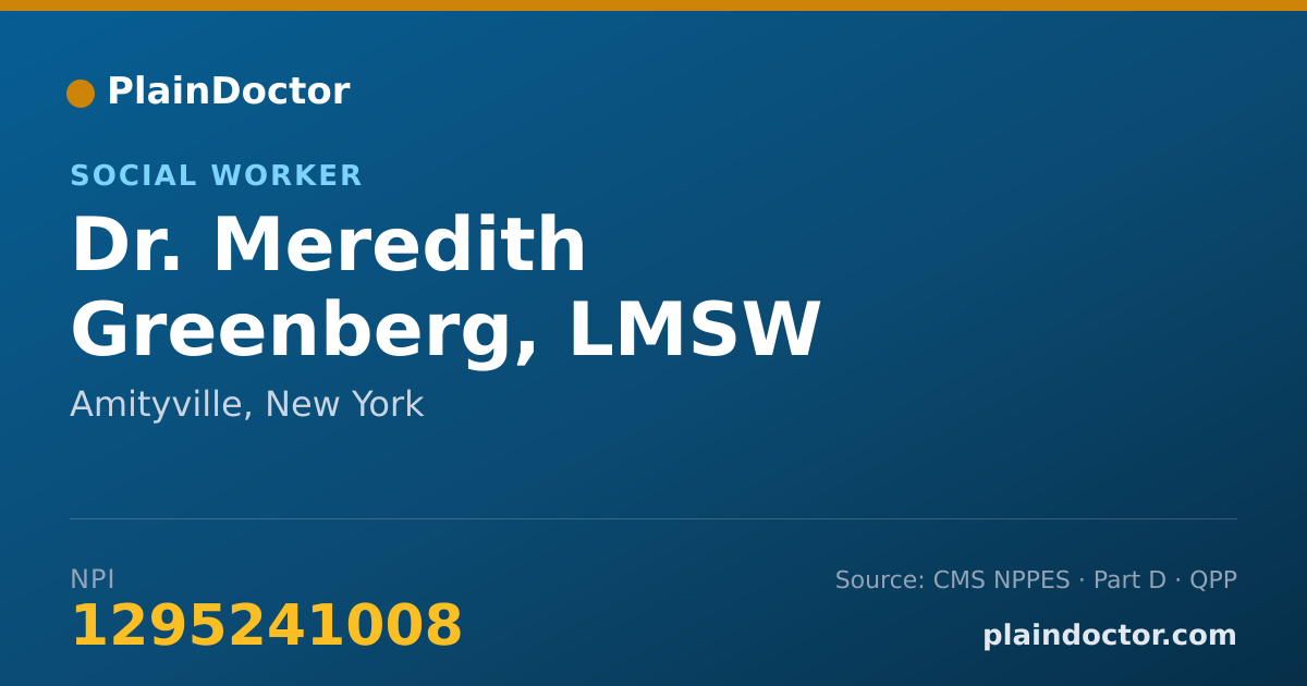 Shareable card for Meredith Greenberg, LMSW - Social Worker, Amityville, NY