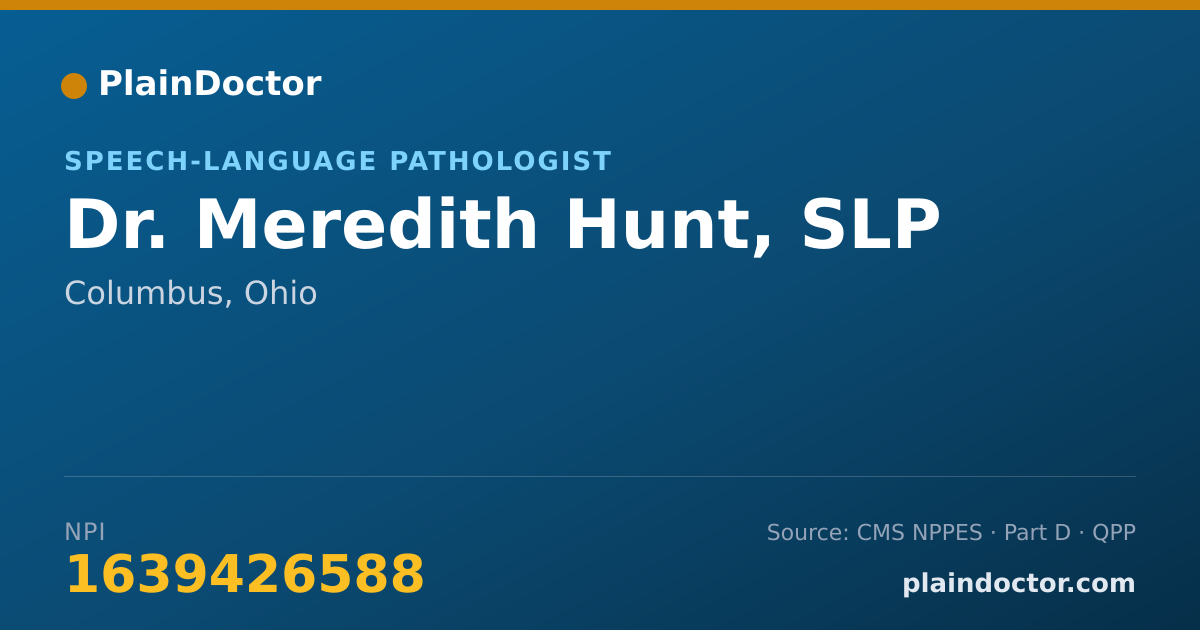 Shareable card for Meredith Hunt, SLP - Speech-Language Pathologist, Columbus, OH