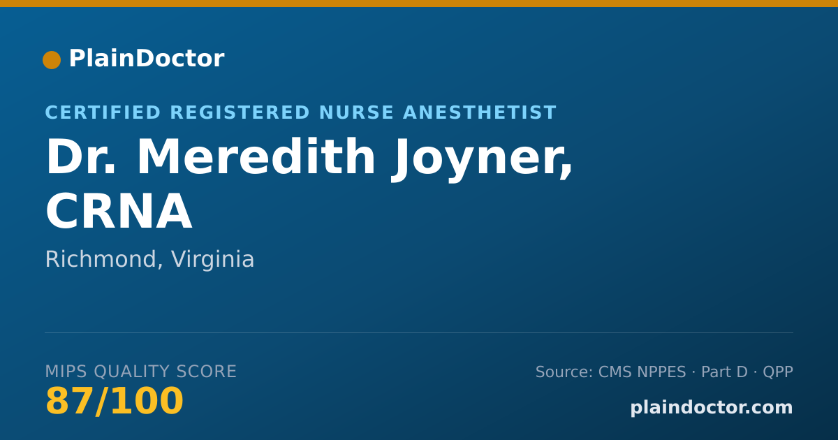 Shareable card for Meredith Joyner, CRNA - Certified Registered Nurse Anesthetist, Richmond, VA