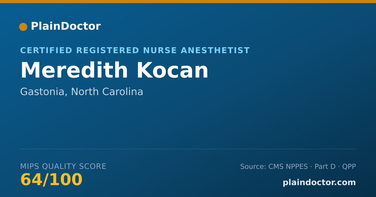 Shareable card for Meredith Kocan - Certified Registered Nurse Anesthetist, Gastonia, NC