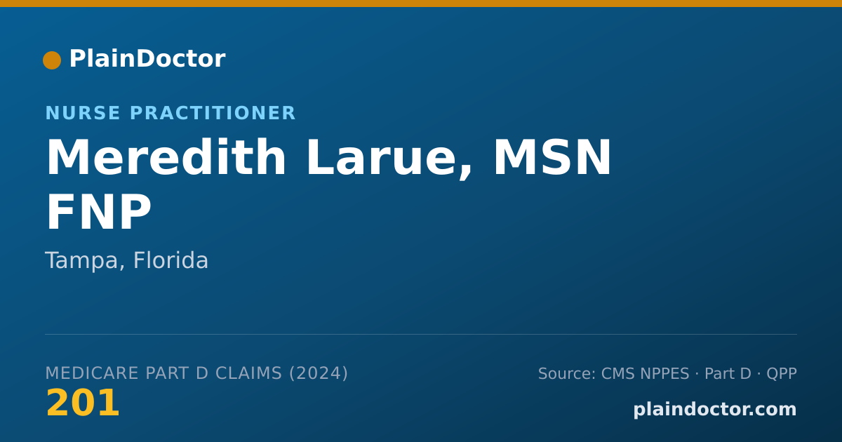 Shareable card for Meredith Larue, MSN FNP - Nurse Practitioner, Tampa, FL