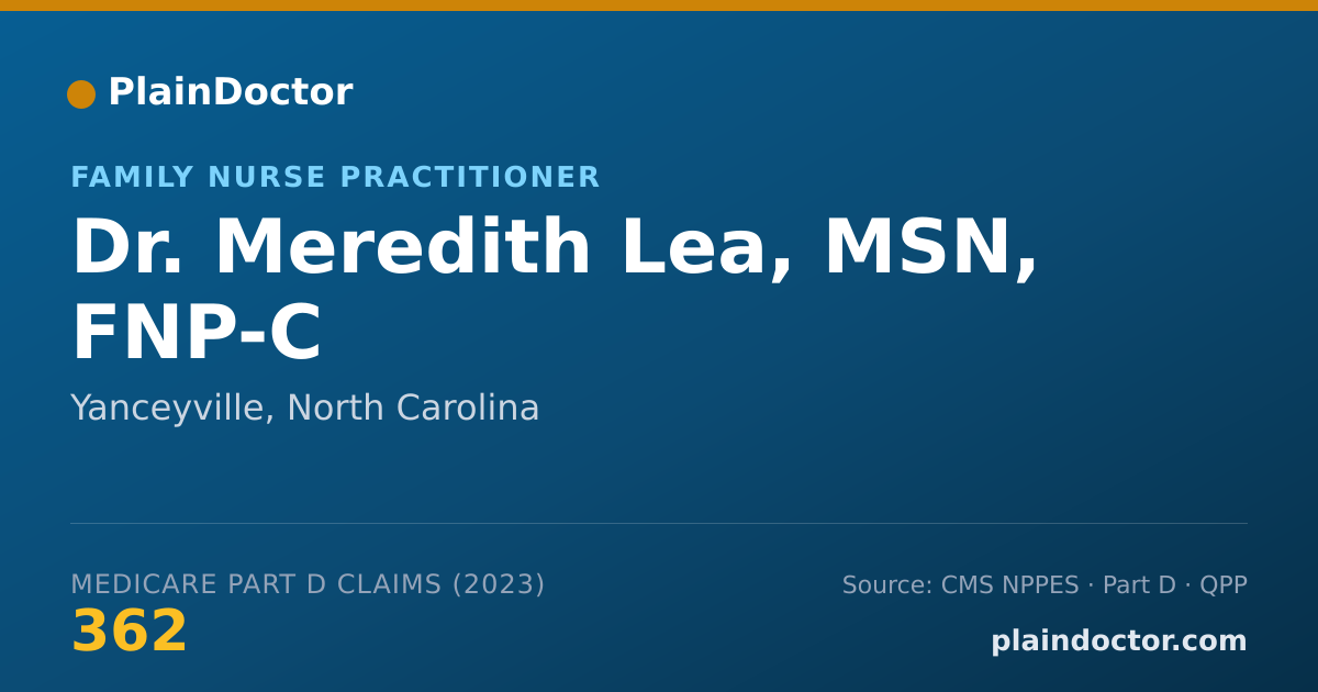 Shareable card for Meredith Lea, MSN, FNP-C - Family Nurse Practitioner, Yanceyville, NC