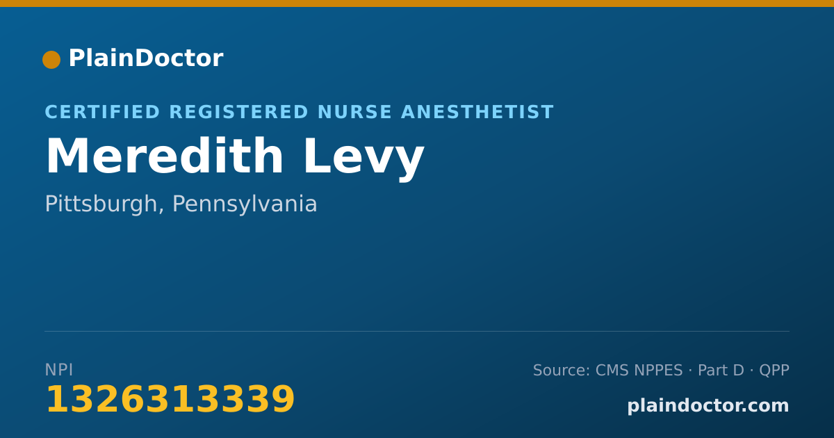 Shareable card for Meredith Levy - Certified Registered Nurse Anesthetist, Pittsburgh, PA