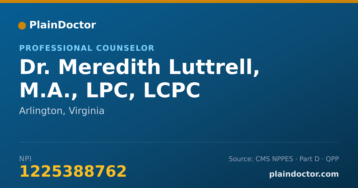Shareable card for Meredith Luttrell, M.A., LPC, LCPC - Professional Counselor, Arlington, VA