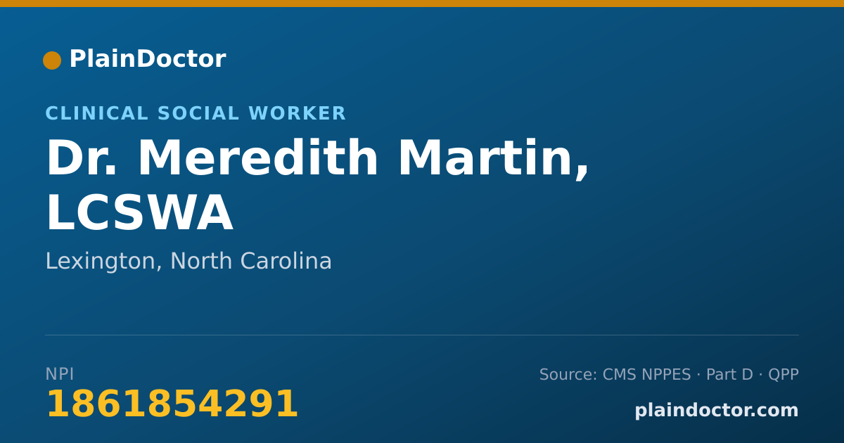 Shareable card for Meredith Martin, LCSWA - Clinical Social Worker, Lexington, NC