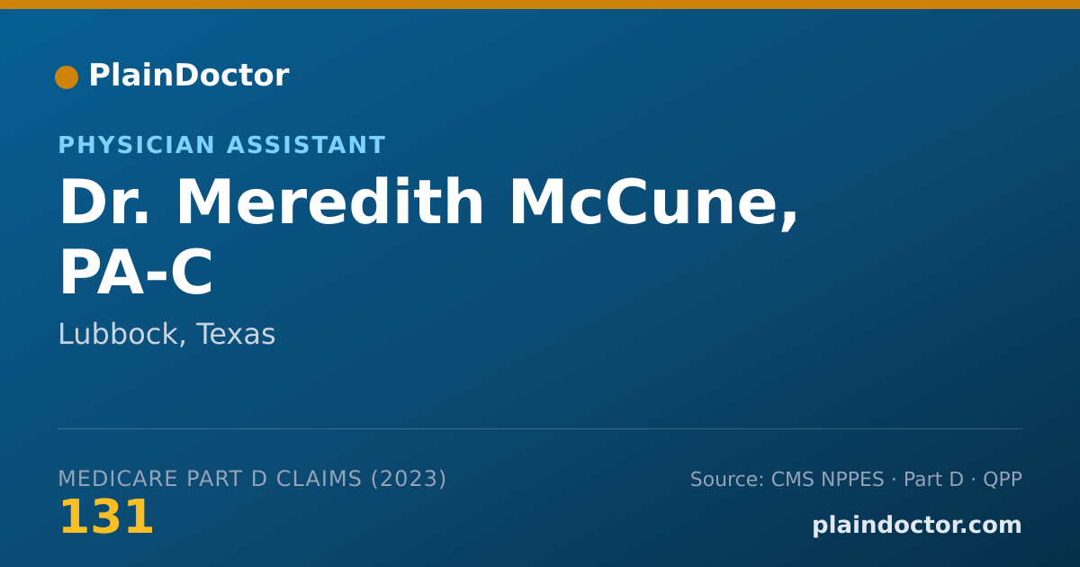 Shareable card for Meredith McCune, PA-C - Physician Assistant, Lubbock, TX