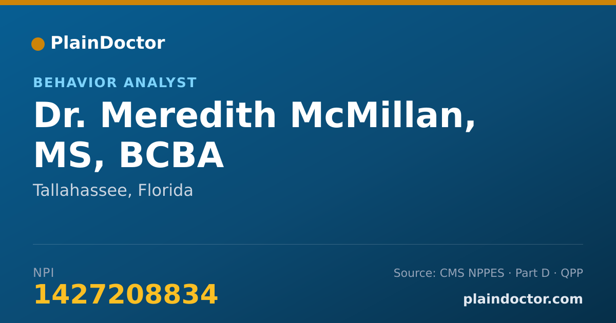Shareable card for Meredith McMillan, MS, BCBA - Behavior Analyst, Tallahassee, FL
