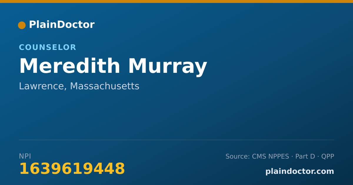 Shareable card for Meredith Murray - Counselor, Lawrence, MA