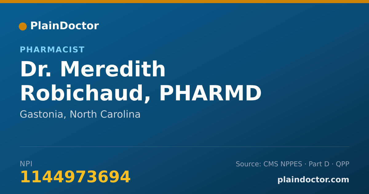 Shareable card for Meredith Robichaud, PHARMD - Pharmacist, Gastonia, NC