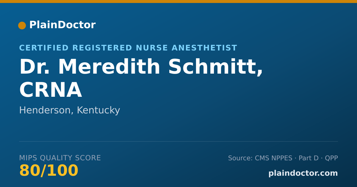 Shareable card for Meredith Schmitt, CRNA - Certified Registered Nurse Anesthetist, Henderson, KY