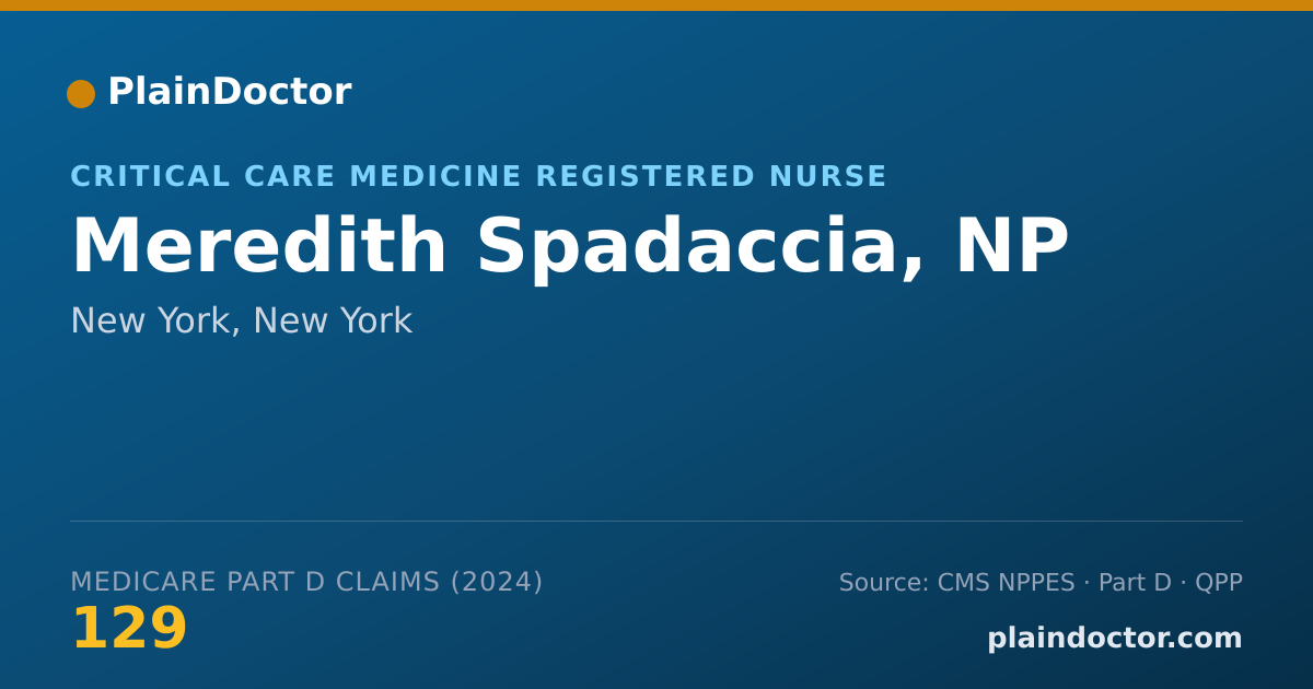 Shareable card for Meredith Spadaccia, NP - Critical Care Medicine Registered Nurse, New York, NY