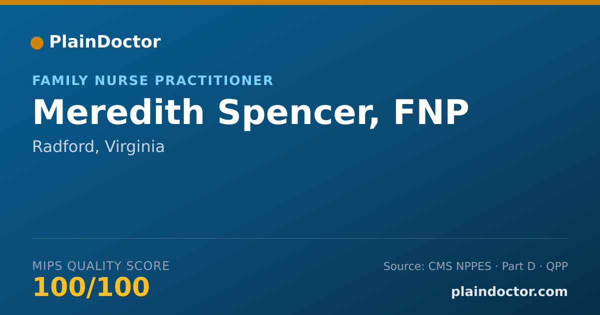 Shareable card for Meredith Spencer, FNP - Family Nurse Practitioner, Radford, VA